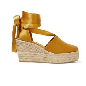 Tory Burch Elisa satin espadrille wedge sandals